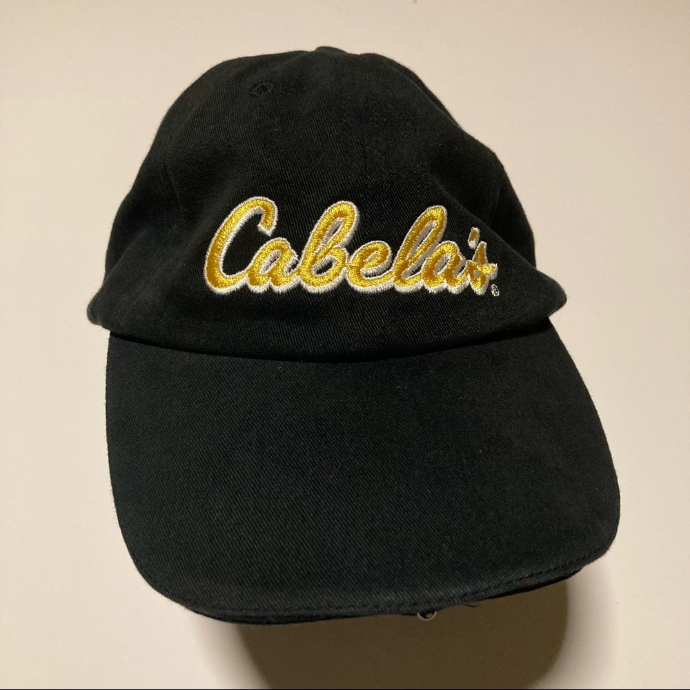 Cabela’s Black Fishing Hunting Camping Strapback with Lights